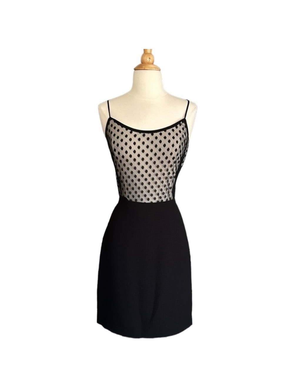 Sandro Paris Roberta Illusion Polka Dot Sheer Mesh Sleeveless Mini Dress Black